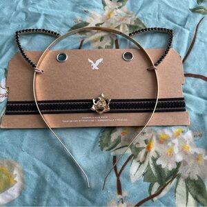 American Eagle Outfitters AEO Cat Ear Headband and Choker necklace set